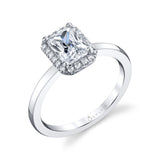Bernadine - Emerald Cut Engagement Ring with Halo
