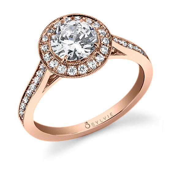Yvette - Classic Round Engagement Ring with Halo