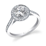 Yvette - Classic Round Engagement Ring with Halo