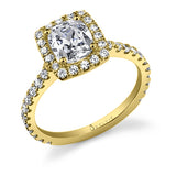 Tina - Classic Cushion Cut Engagement Ring with Halo