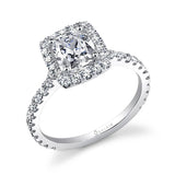 Tina - Classic Cushion Cut Engagement Ring with Halo
