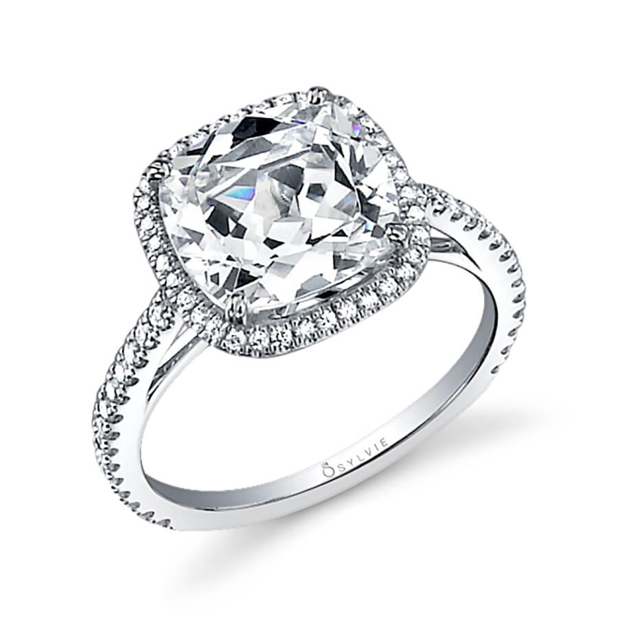 Angelika - Cushion Cut Engagement Ring with Halo