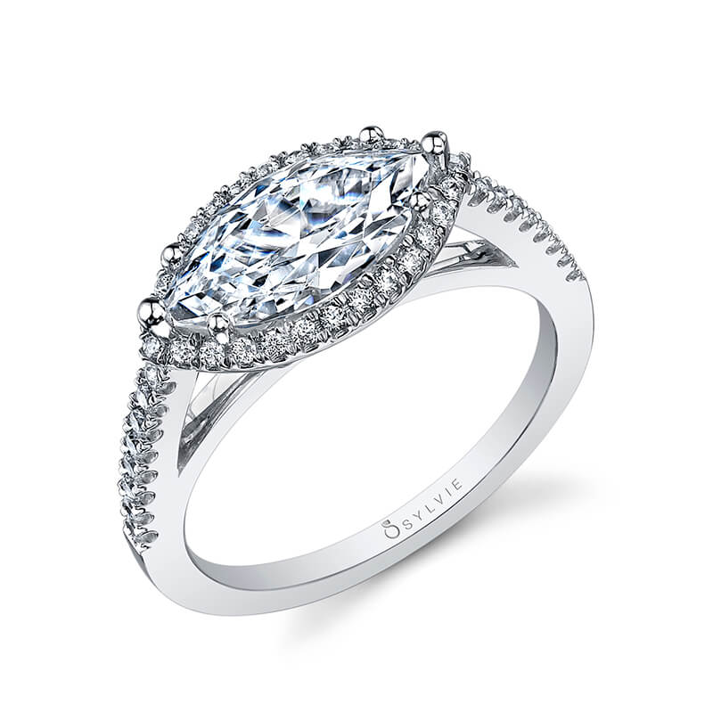 Angelika - Marquise Engagement Ring with Halo