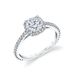 Classic Cushion Halo Engagement Ring - Angelika