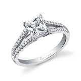 Theresa - Princess Cut Engagement Ring with Split Shank
