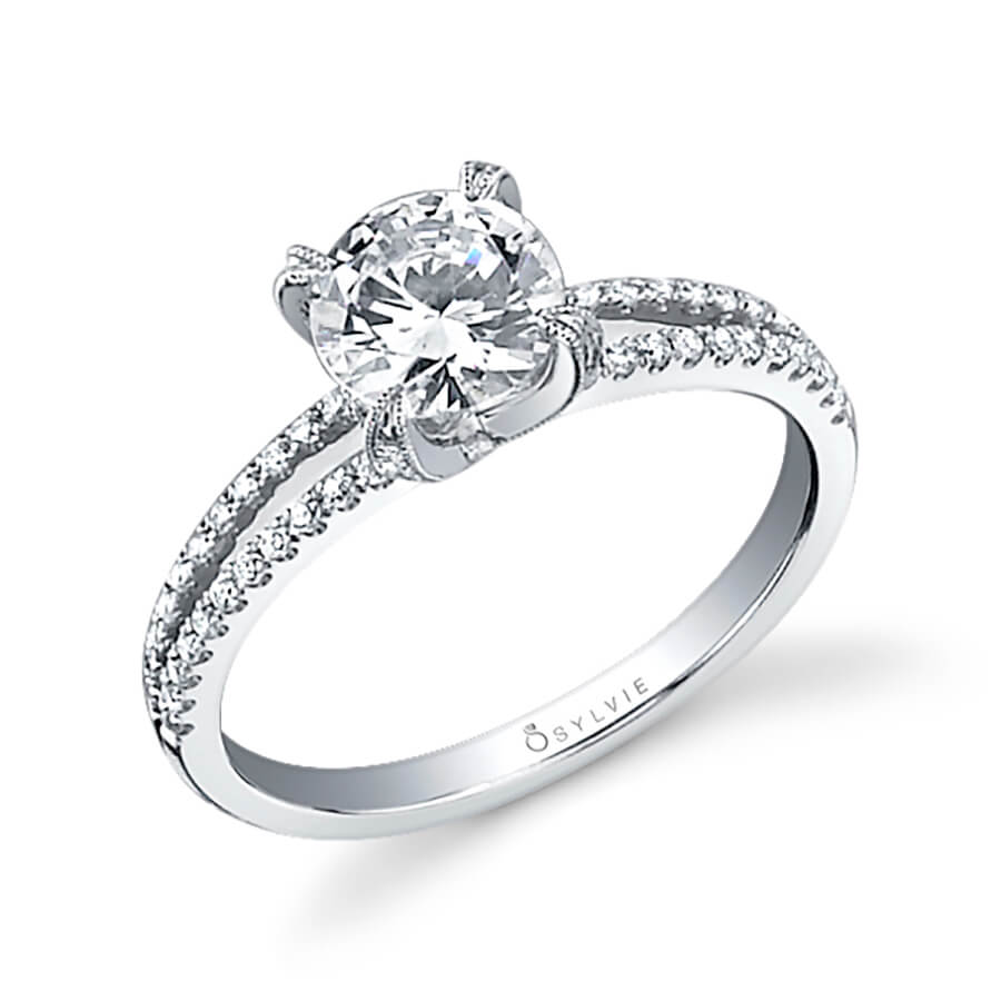 Melanie - Round Split Shank Engagement Ring