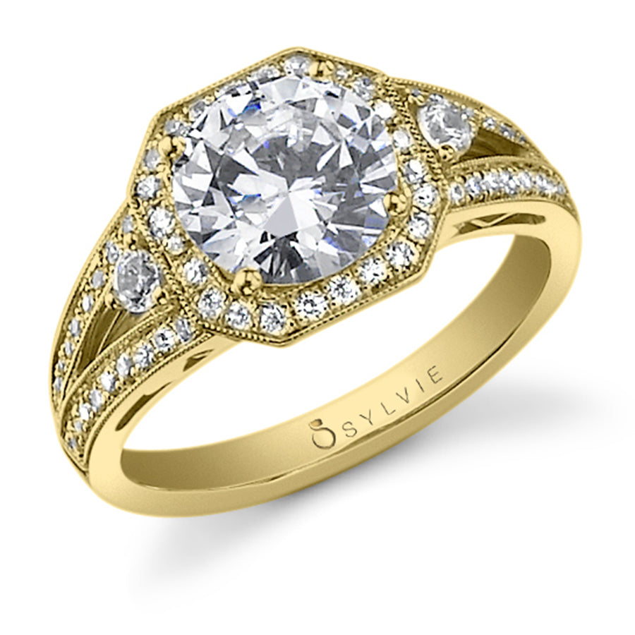 Solange - Vintage Inspired Engagement Ring with Halo