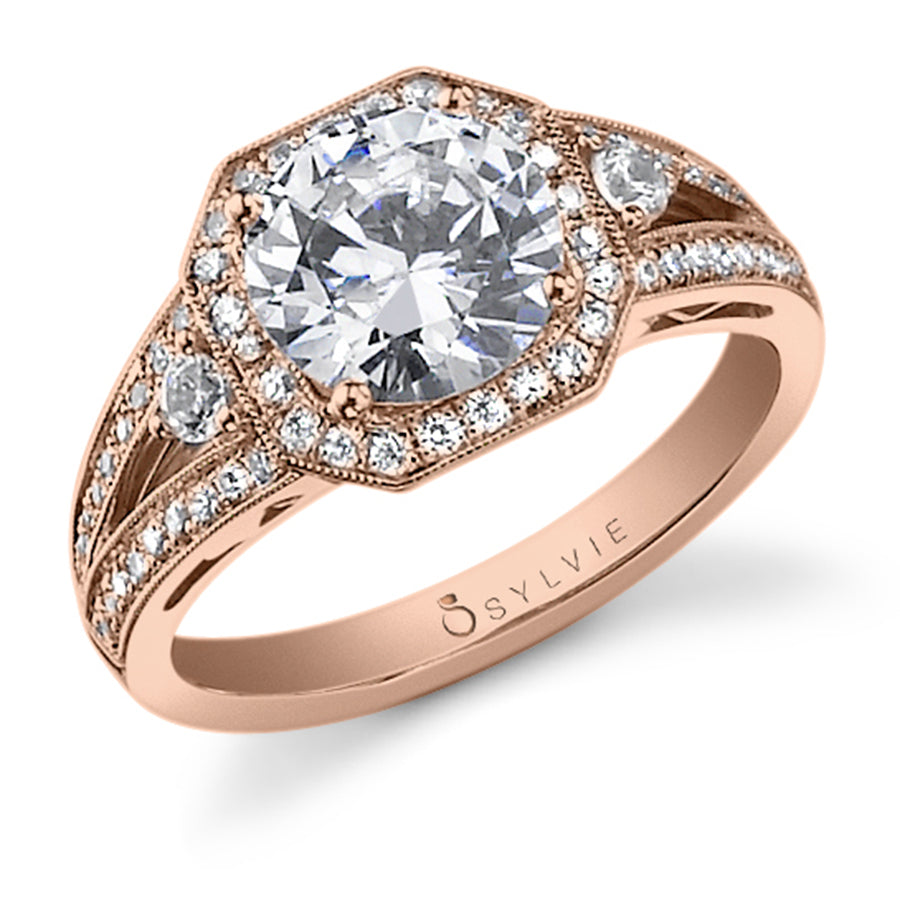 Solange - Vintage Inspired Engagement Ring with Halo