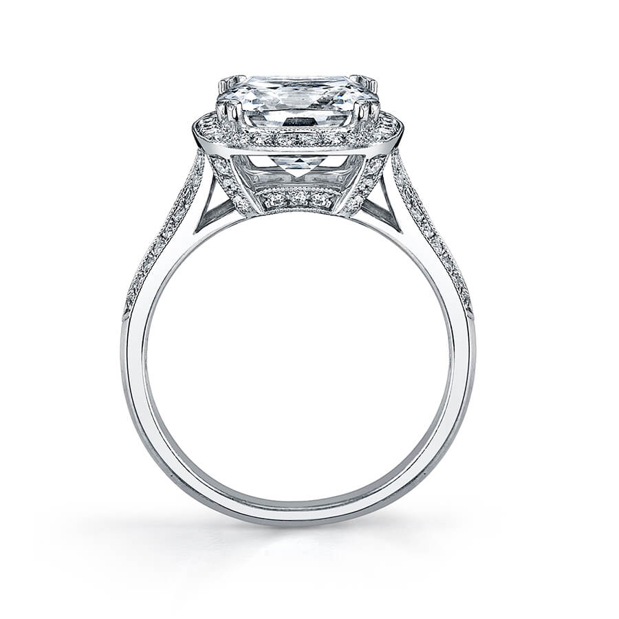 Lea - Vintage Inspired Cushion Cut Halo Engagement Ring