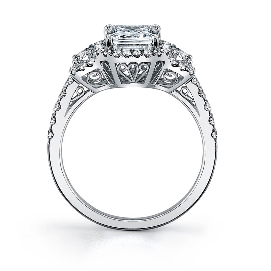Geraldine - Emerald Cut Three Stone Engagement Ring