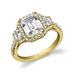 Geraldine - Emerald Cut Three Stone Engagement Ring