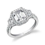 Geraldine - Emerald Cut Three Stone Engagement Ring