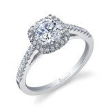 Klara - Classic Cushion Cut Engagement Ring with Halo
