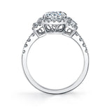 Oval Cut Three Stone Baguette Engagement Ring with Halo - Adeline