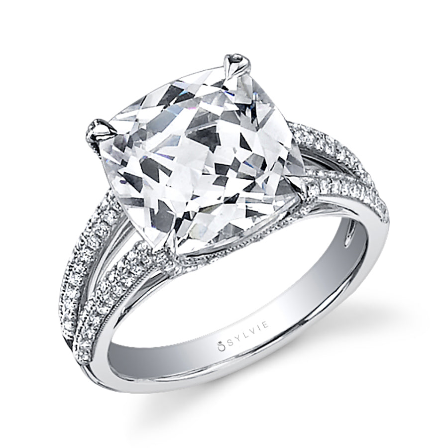 Glamorous Cushion-Cut Engagement Ring with Split Shank