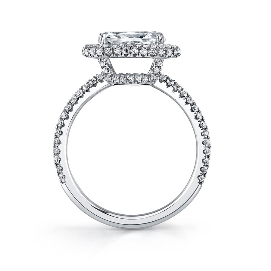 Lysandra - Oval Shaped East to West Engagement Ring with Halo