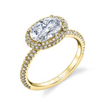 Lysandra - Oval Shaped East to West Engagement Ring with Halo