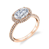 Lysandra - Oval Shaped East to West Engagement Ring with Halo