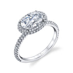 Lysandra - Oval Shaped East to West Engagement Ring with Halo