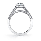 Elayna - Vintage Inspired Round Engagement Ring with Cushion Halo