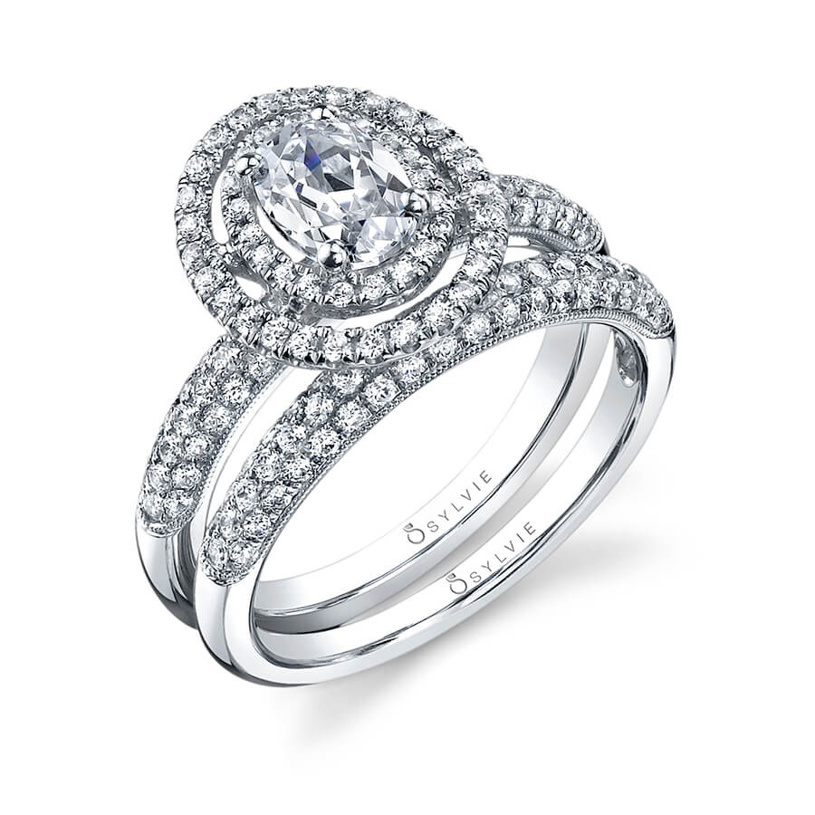 Marie-Eve - Oval Engagement Ring with Double Halo