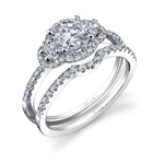 Elicia - Three Stone Halo Engagement Ring