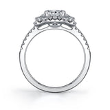 Elicia - Three Stone Halo Engagement Ring