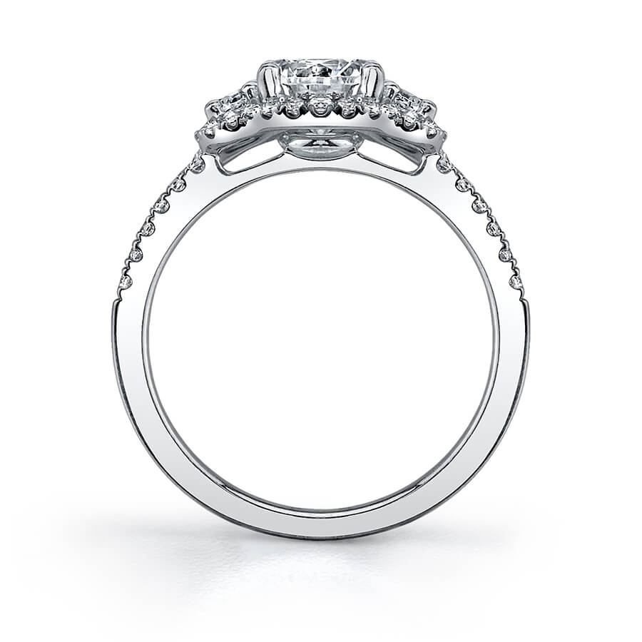 Elicia - Three Stone Halo Engagement Ring