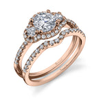 Elicia - Three Stone Halo Engagement Ring