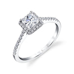 Jenny - Classic Petite Princess Cut Engagement Ring with Halo