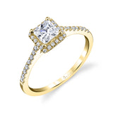Jenny - Classic Petite Princess Cut Engagement Ring with Halo