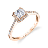 Jenny - Classic Petite Princess Cut Engagement Ring with Halo