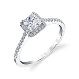 Jenny - Classic Petite Princess Cut Engagement Ring with Halo