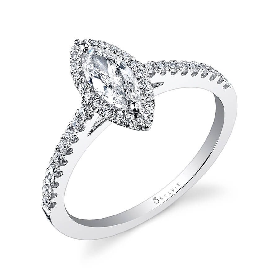 Jenny - Marquise Cut Engagement Ring with Halo