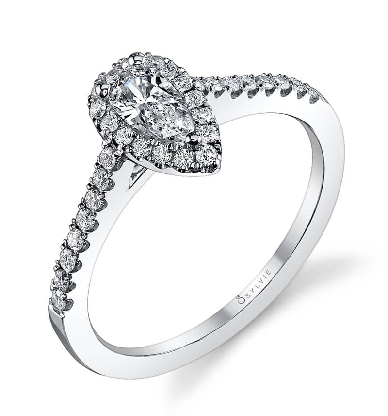 Jenny - Pear Shaped Halo Engagement Ring