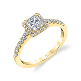 Lindsay - Petite Princess Cut Halo Engagement Ring