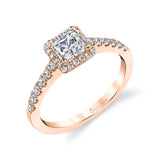 Lindsay - Petite Princess Cut Halo Engagement Ring