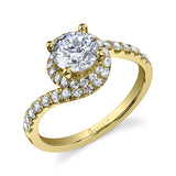 Joceline - Modern Swirl Halo Engagement Ring