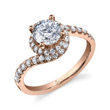 Joceline - Modern Swirl Halo Engagement Ring
