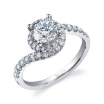 Joceline - Modern Swirl Halo Engagement Ring