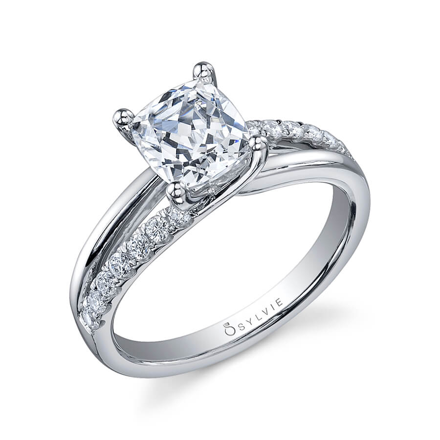 Brighton - Modern Cushion Cut Split Shank Engagement Ring