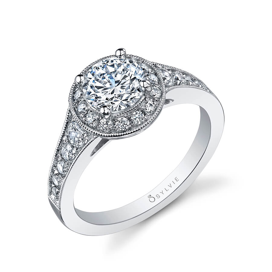 Claudette- Vintage Inspired Halo Engagement Ring