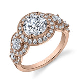 Round Cut Vintage Inspired Five Stone Engagement Ring - Elyse