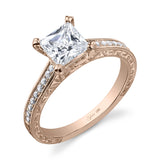 Nicola - Hand Engraved Princess Cut Engagement Ring