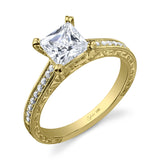 Nicola - Hand Engraved Princess Cut Engagement Ring