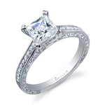 Nicola - Hand Engraved Princess Cut Engagement Ring
