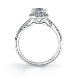Jeanne - Spiral Engagement Ring with Halo
