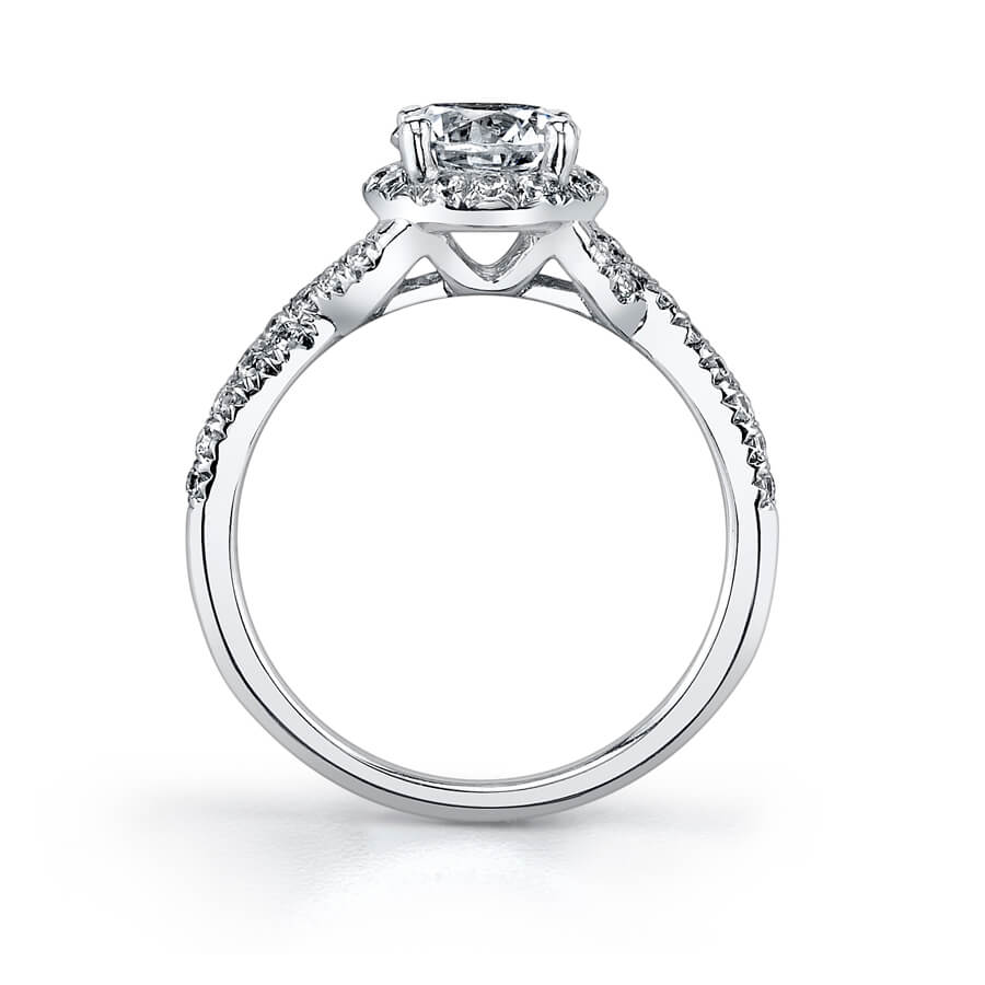Jeanne - Spiral Engagement Ring with Halo