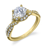 Jeanne - Spiral Engagement Ring with Halo