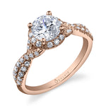 Jeanne - Spiral Engagement Ring with Halo